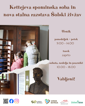 Kettejeva spominska soba in Šolski živžav-vabilo